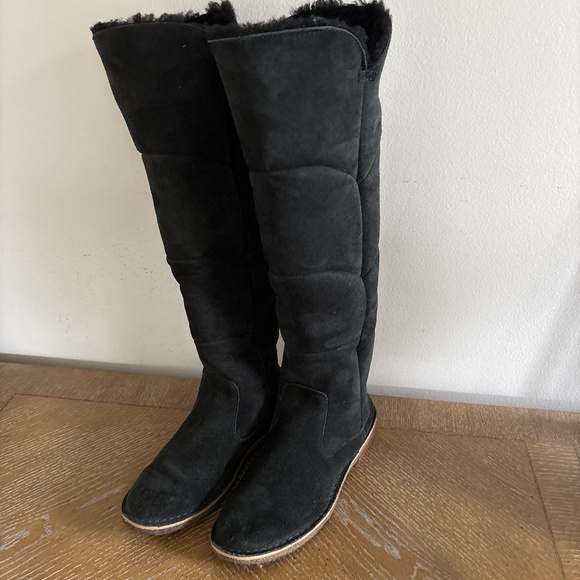 Women’s Ugg Samantha Tall Black Suede Boots Size 7.5 M - Picture 1 of 7